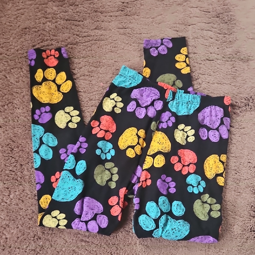 Colorful Paw Print Kids Leggings
